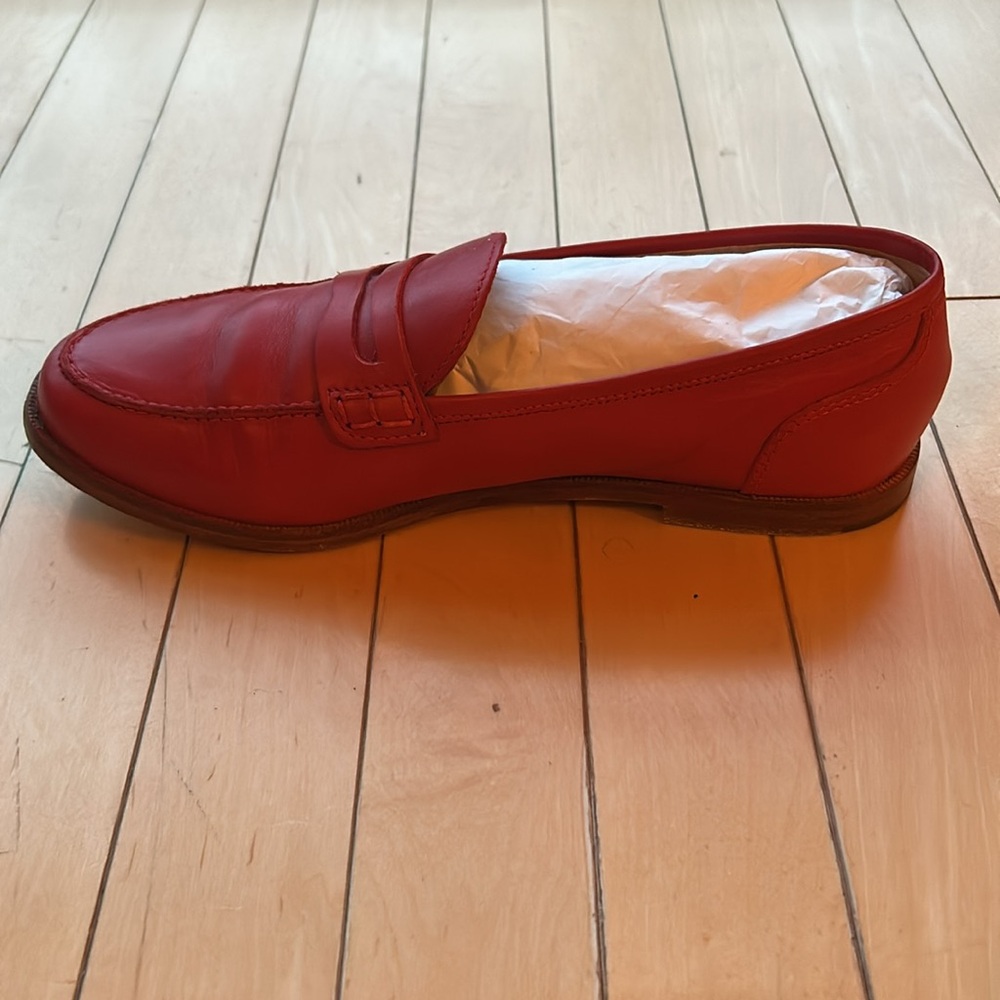J. Crew Red Penny Loafers Flats in leather - Picture 7 of 8